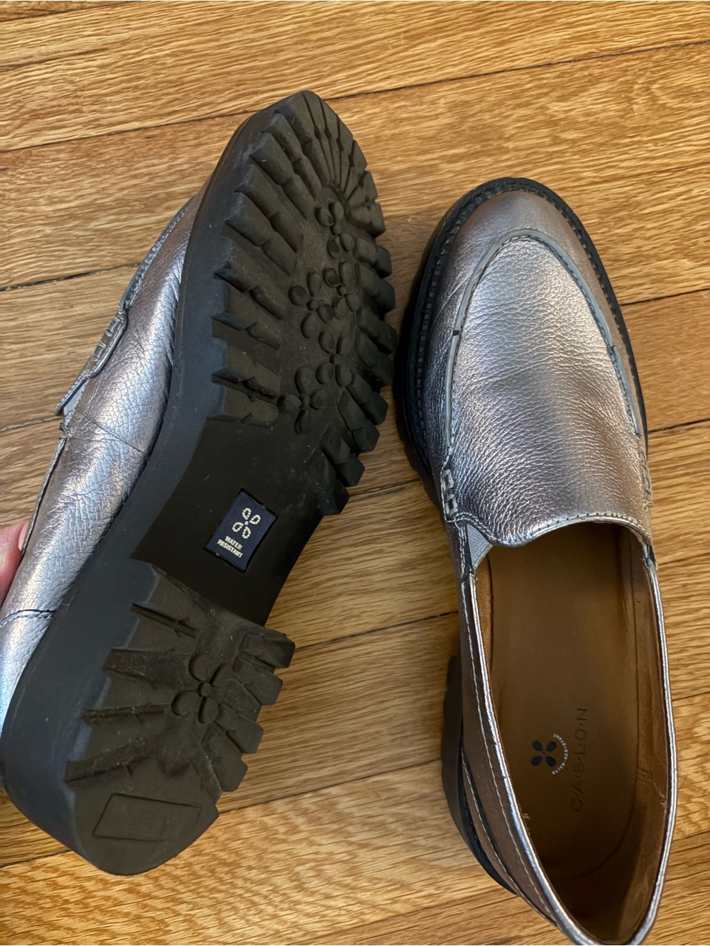 Caslon Metallic Silver Slip-On Loafers